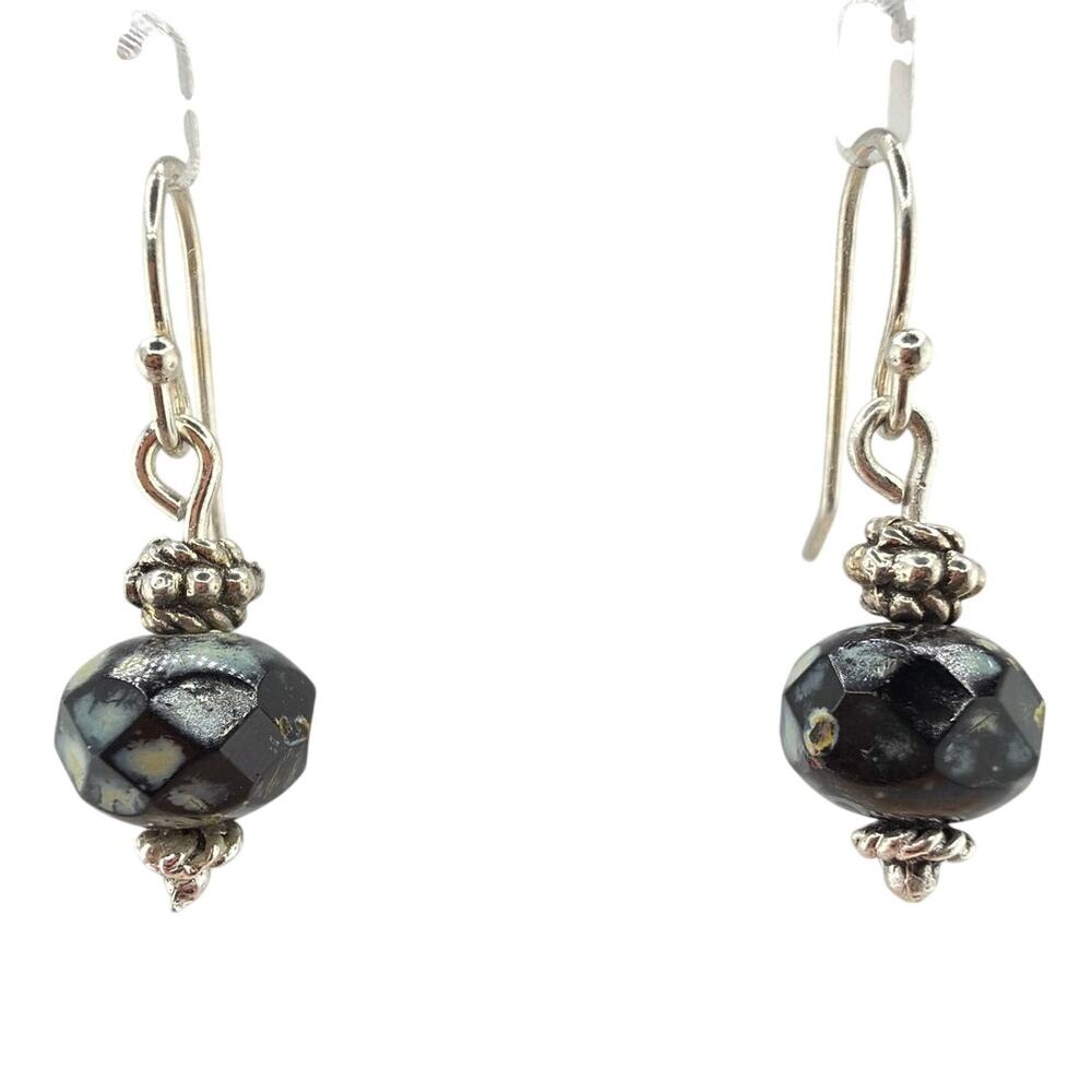 New Handcrafted Artisan Czech Glass and Silver Detail Dangle Earrings